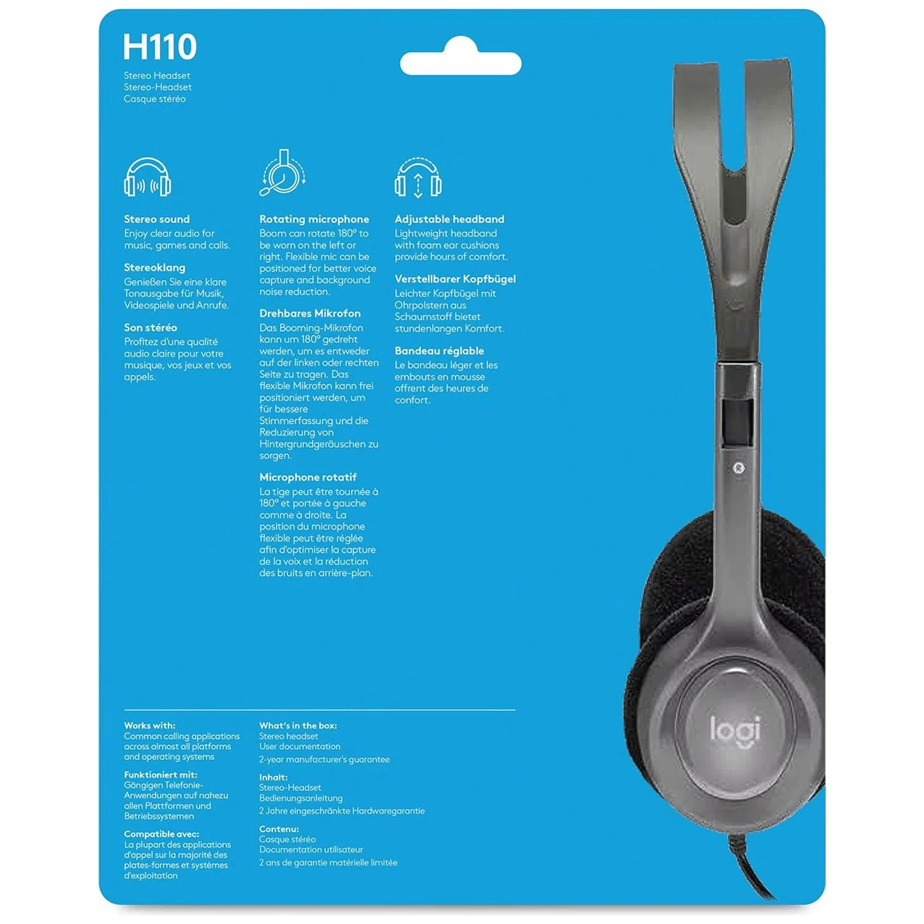 هدفون لاجیتک Logitech مدل H110 با میکروفون چرخشی