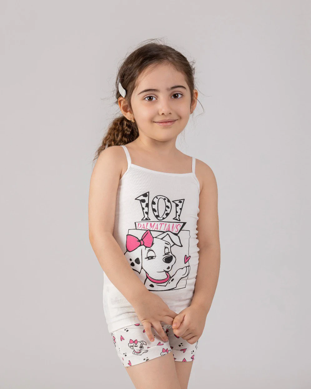 ست زیرپوش و شورت دخترانه طرح سگ خالدار سیلکا