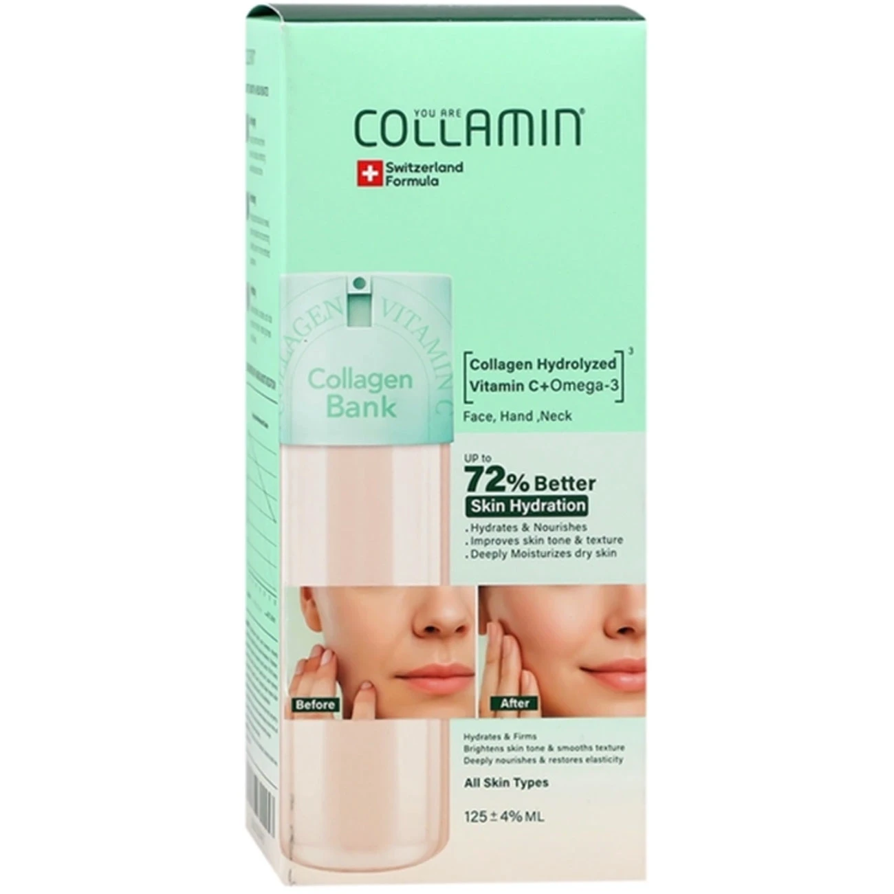 کرم کلاژن بانک کلامین حاوی امگا 3 و ویتامین C کلامین COLLAMIN حجم 125ml