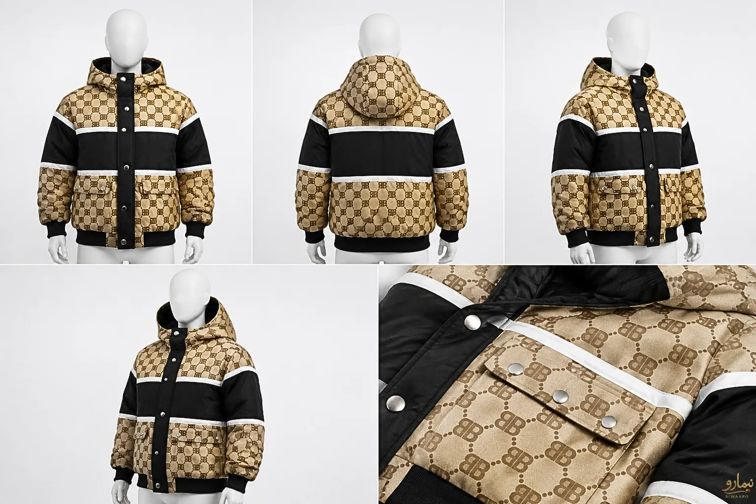 کاپشن ترکیبی نوار دوزی Balenciaga